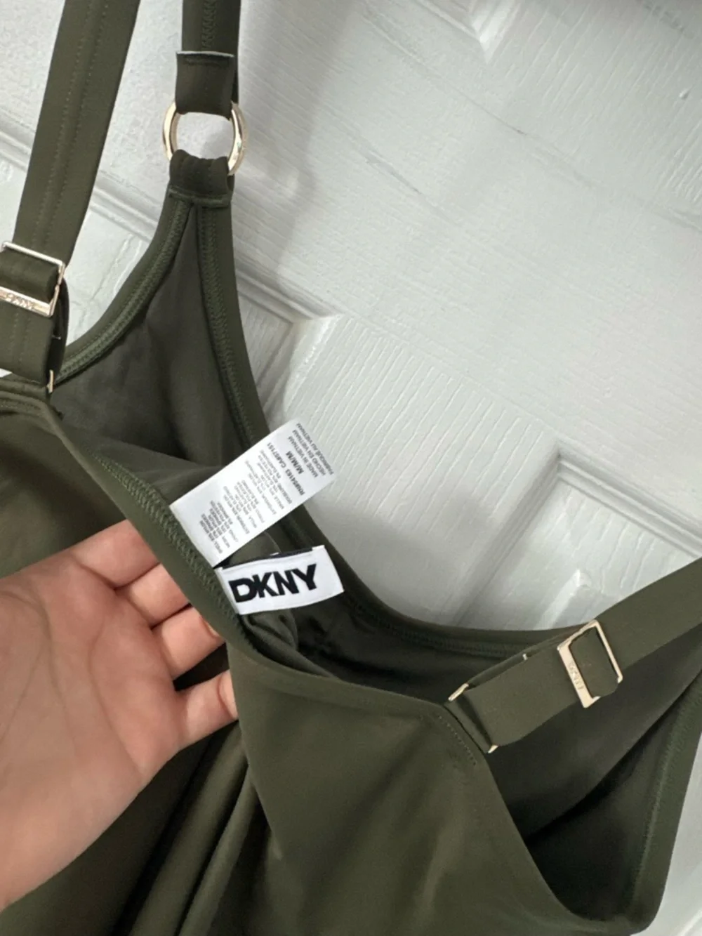 DKNY Olive Green Scoop-Neck One-Piece Swim - Picture 4 of 4